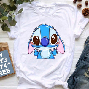 Kawaii Cartoon Stitch T Shirt Cartoon Women  Tees Cute Anime Tops T-shirt Female