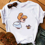 Disney Princess T Shirt Kawaii Cinderella Women Clothing Summer Short Sleeve  Tshirt