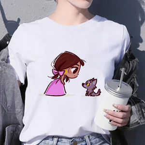 Disney Princess T Shirt Kawaii Cinderella Women Clothing Summer Short Sleeve  Tshirt