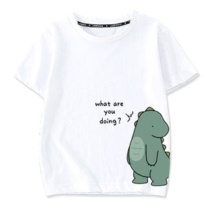 Dinosaur Printing Couple T Shirts Family Matching Clothing Cotton Soft Comfortable Short Sleeves Top Tee Family