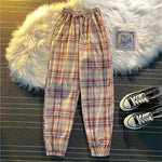 Pants Women Fashion Loose Black Plaid Summer Streetwear  Long Trousers