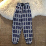 Pants Women Fashion Loose Black Plaid Summer Streetwear  Long Trousers