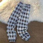 Pants Women Fashion Loose Black Plaid Summer Streetwear  Long Trousers