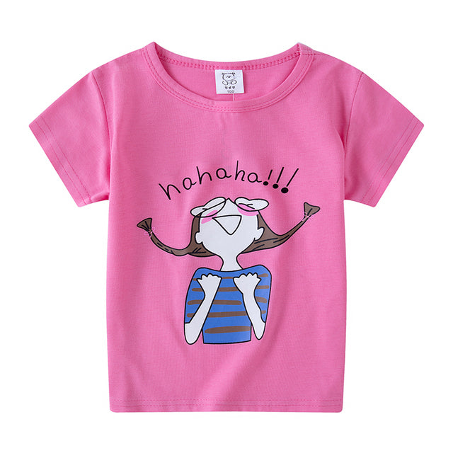 Boys Girls Short Sleeves T-Shirts Children Tshirt Pink Cat T Shirt Baby Girl Tops Kids Tees Girls Tops