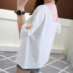 Women Cute Tops T Shirt Clothes Girl White Pink Loose O-neck Fashion Tshirt Summer