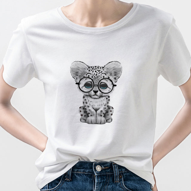 Tiger Women's Clothing T-Shirt White Shirt Fashion European Style