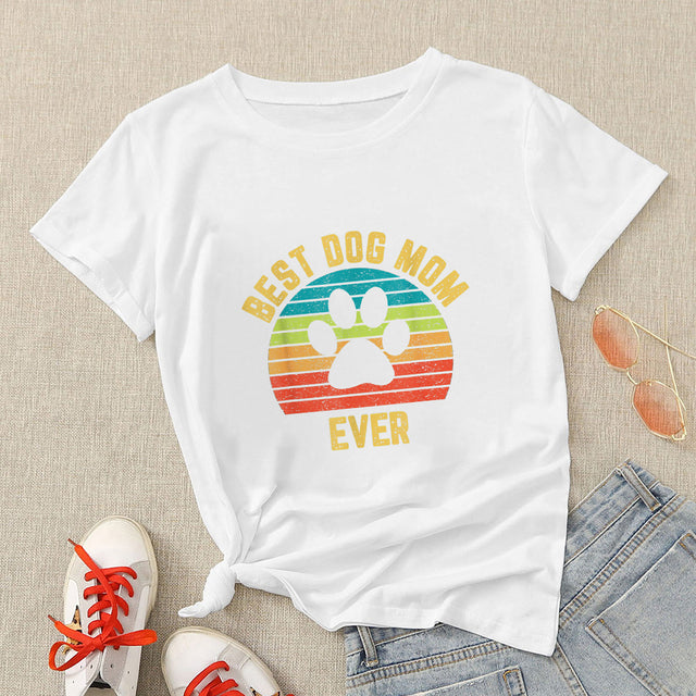 Dog T Shirt Court Vintage 90S Clothing Short Sleeve Top Woman