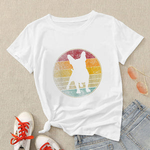 Dog T Shirt Court Vintage 90S Clothing Short Sleeve Top Woman