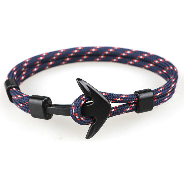 Fashion Black Color Anchor Bracelets Men Charm