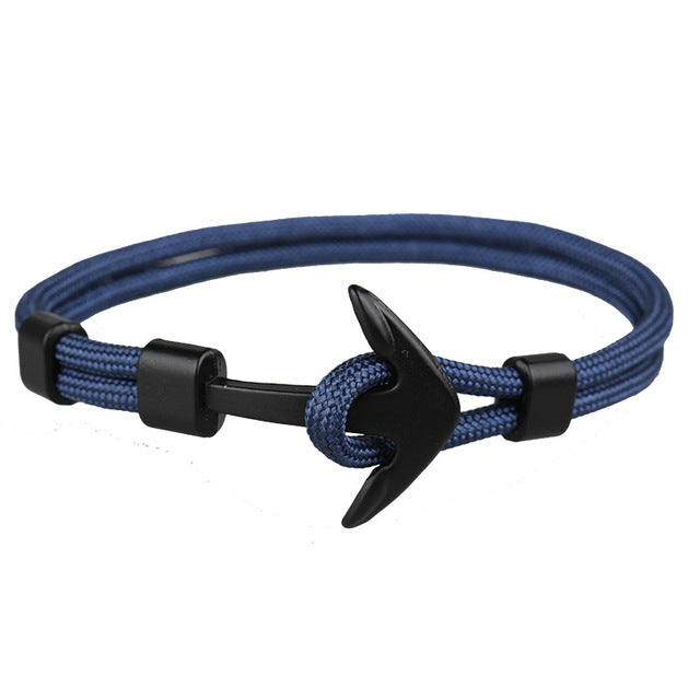 Fashion Black Color Anchor Bracelets Men Charm