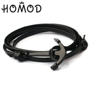 Fashion Black Color Anchor Bracelets Men Charm