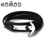 Fashion Black Color Anchor Bracelets Men Charm