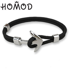 Fashion Black Color Anchor Bracelets Men Charm