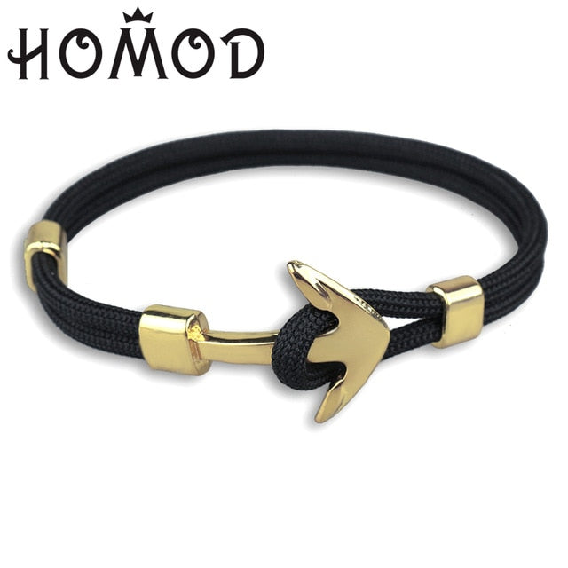 Fashion Black Color Anchor Bracelets Men Charm