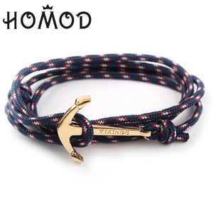 Fashion Black Color Anchor Bracelets Men Charm