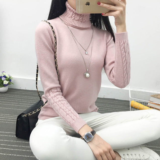 Turtleneck Winter Knitted Women Sweaters