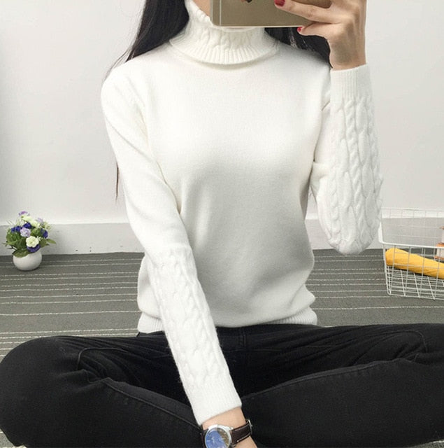 Turtleneck Winter Knitted Women Sweaters